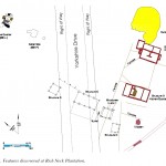 Archaeological Features from Rich Neck Plantation (with modern road) (courtesy of McFaden et al 1999)