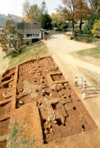 Overview of excavations at Building s (foreground) and Building r (background)