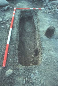 View of House 16 burial, taken from the east.