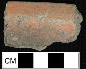 Red-slipped rim sherd of Afro-Caribbean ceramic