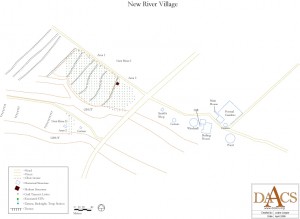 Map of New River Estate, including great house, works, and the two slave villages.