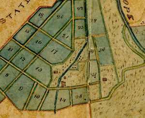 1834 survey map showing Papine Village. Jamaica National Library.