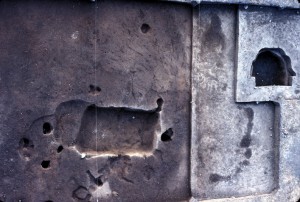 Aerial view detailing Features 275 and 289, north at left.