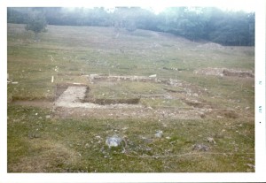 House 14 foundation exposed during excavation. Photograph taken January 1976.