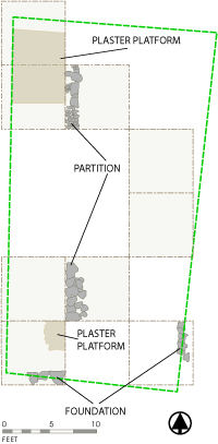 House 24 plan showing room divisions and plaster platforms.