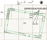 Features 4, 5, 6, 7, depressions which are possible evidence of a bed in House 26.