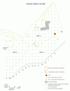 Site map of Mona Great House excavations, May-June 2011.