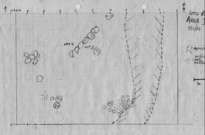 Field drawing of Area 1 in the Workers' Village. 