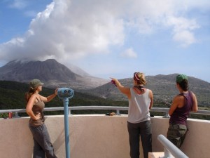 A view of Little Bay Plantation and Monserrat Volcano from the ocean.