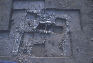 Plan view of Cabin 3 during excavation. Photograph taken facing north.