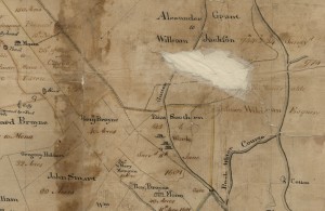 Detail of 1825 map of Kingston Harbor showing the two Mona Great Houses. National Library of Jamaica.