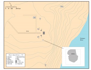 Map of Mount Vernon and South Grove Phase I: 1735-1758.