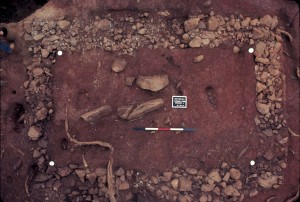 Partially excavated MRS 1 (F11) foundation.