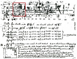 Jefferson's sketch of L-shaped dependencies connected to the South Pavilion (Jefferson: N59).