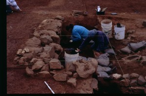 Excavation shot of Feature 42 during the 2000 field season.