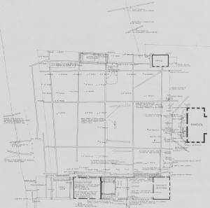 Planview map of 1934 archaeological research excavation trenches