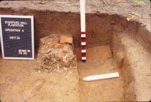Unit 31, south east profile showing cross-section of robbed building foundation (Feature 10). Image courtesy of University of Mary Washington.