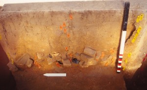 Unit 41, east profile, end of excavation. Image courtesy of University of Mary Washington.
